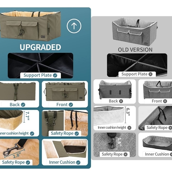 Petsfit Large Dog Car Booster with 2 Safety Tethers for 2 Dogs - Picture 6 of 10